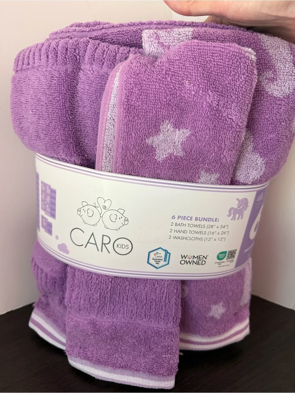 CARO Kids Lilac Star 6-Piece Towel Set NWT